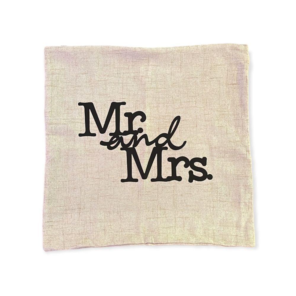 NWT Wool + Pepper Co. MR & MRS 18x18 Linen Pillowcase